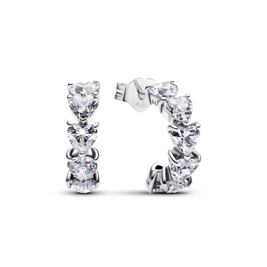 Spindintys atviri lankelio formos auskarai su širdelėmis - Pandora Lietuva