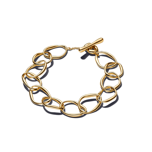 Sujungtų organiškos formos grandžių apyrankė - Pandora Lietuva