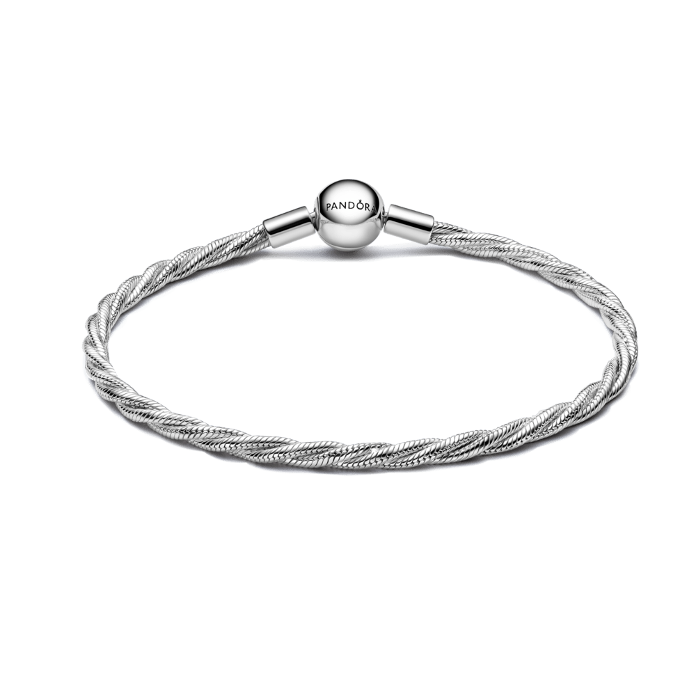 Susukta gyvatės odos rašto grandinėlė su apvaliu „Pandora“ užsegimu - Pandora Lietuva