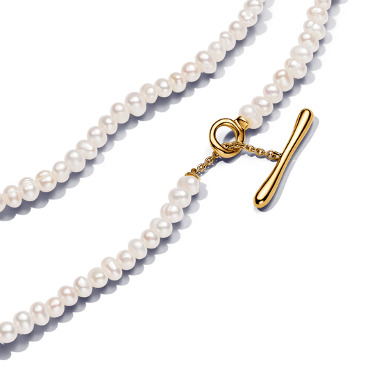 T formos vėrinys su apdorotais, dirbtiniu būdu išaugintais gėlavandeniais perlais - Pandora Lietuva