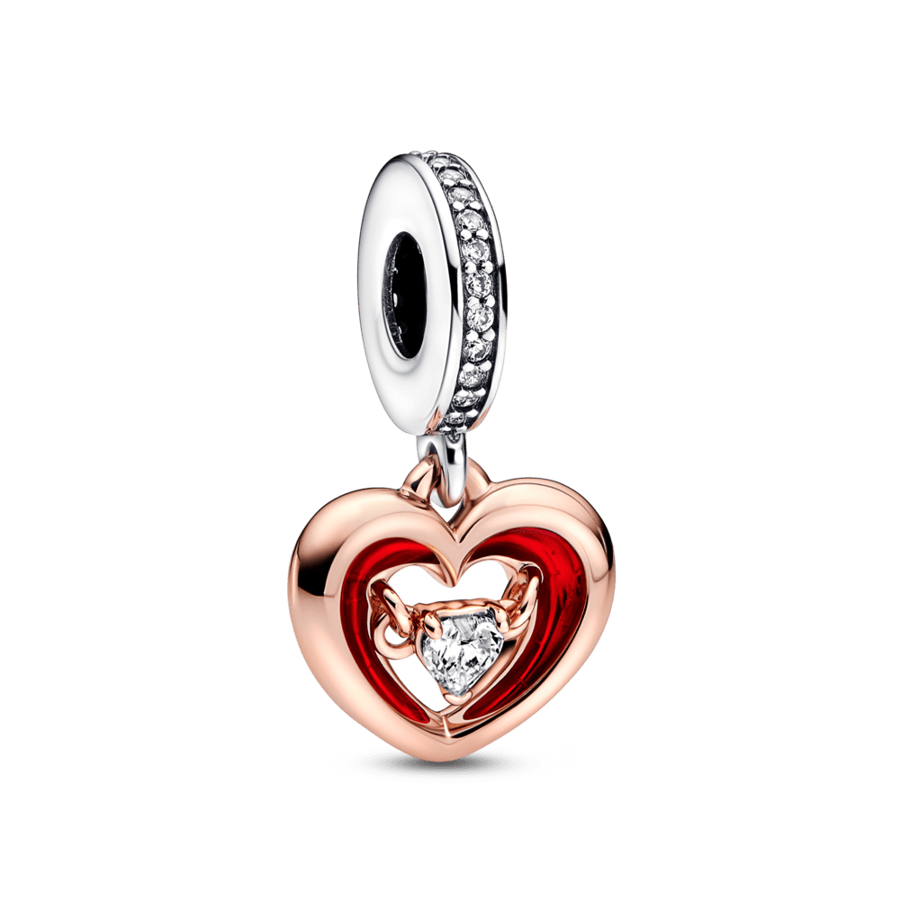 Two - tone Radiant Heart Dangle Charm - Pandora Lietuva