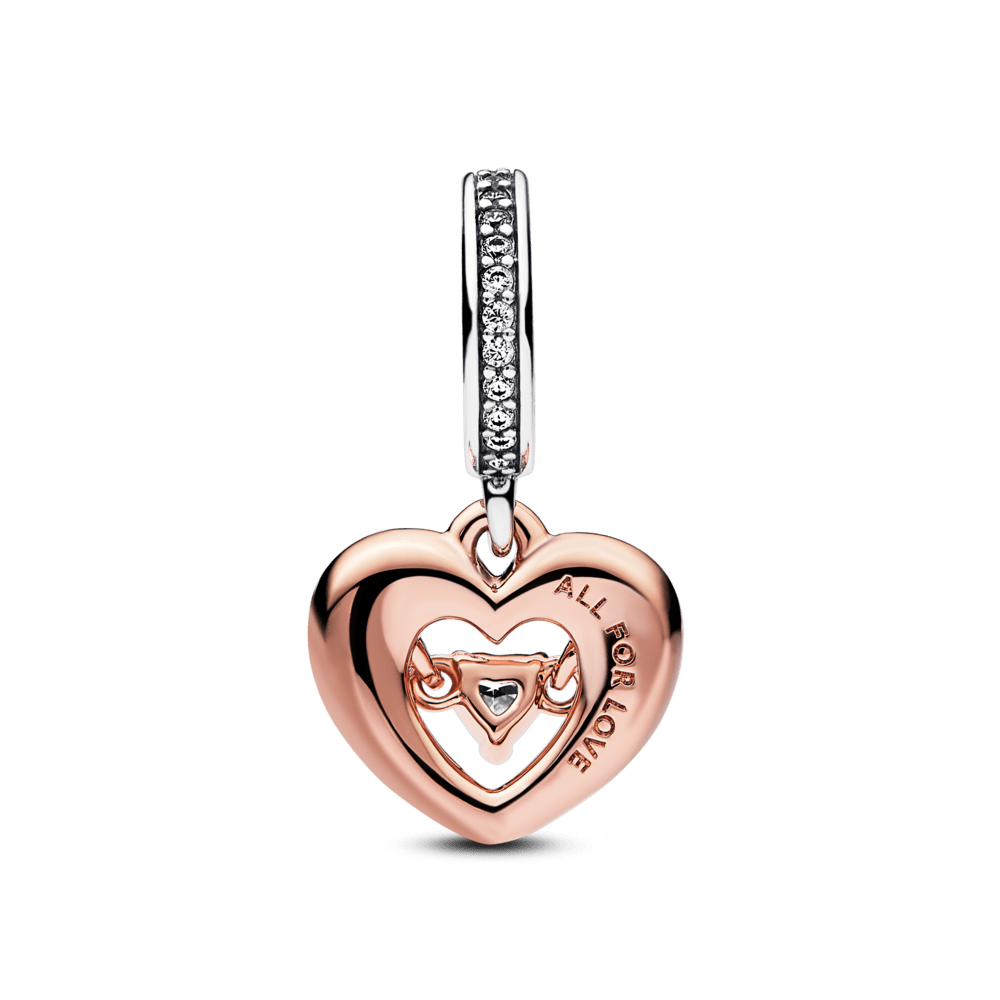 Two - tone Radiant Heart Dangle Charm - Pandora Lietuva
