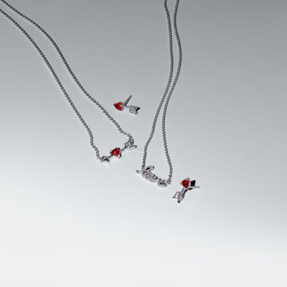 Vėrinys su strėle ir Murano stiklo širdimi - Pandora Lietuva