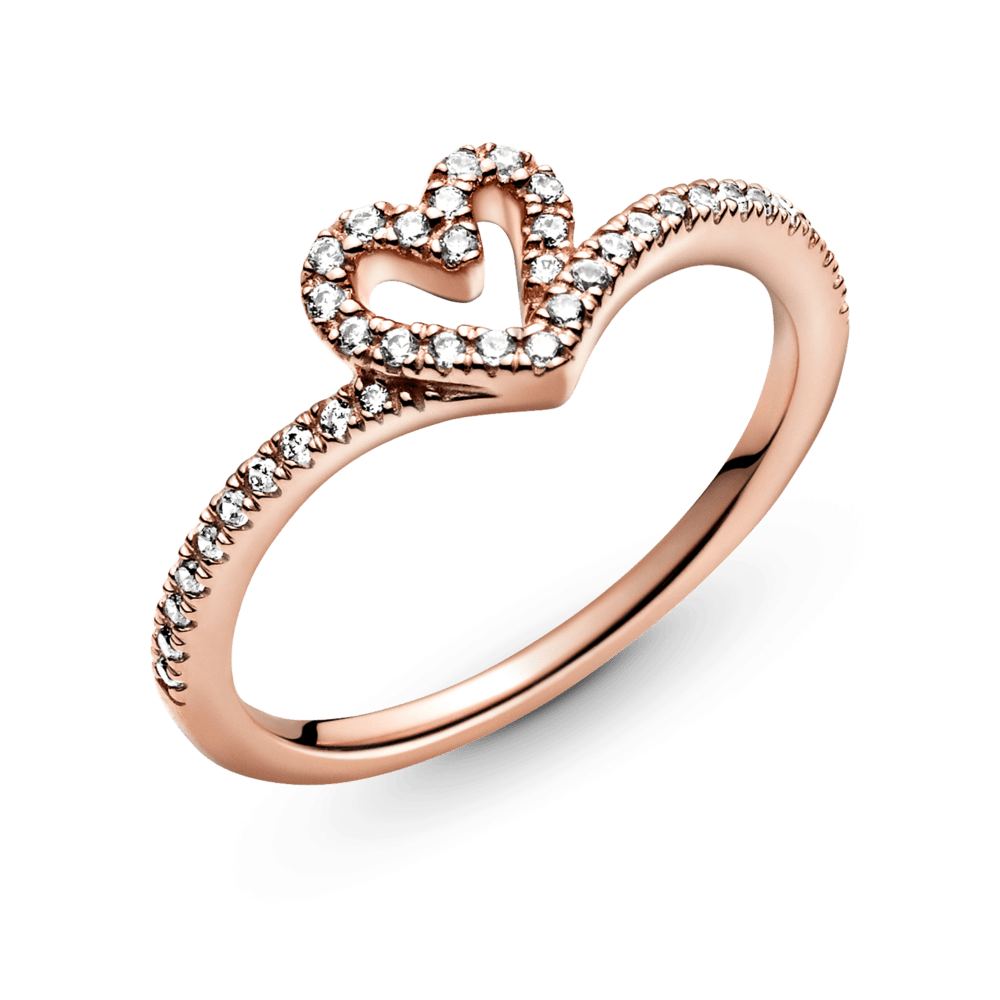 Žėrintis norų išsipildymo žiedas su širdele - Pandora Lietuva