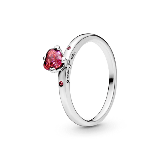 Žiedas Spindinti Raudona Širdis - Pandora Lietuva