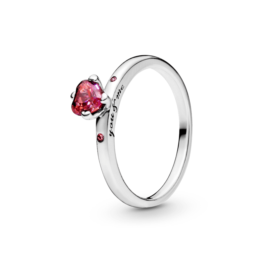 Žiedas Spindinti Raudona Širdis - Pandora Lietuva