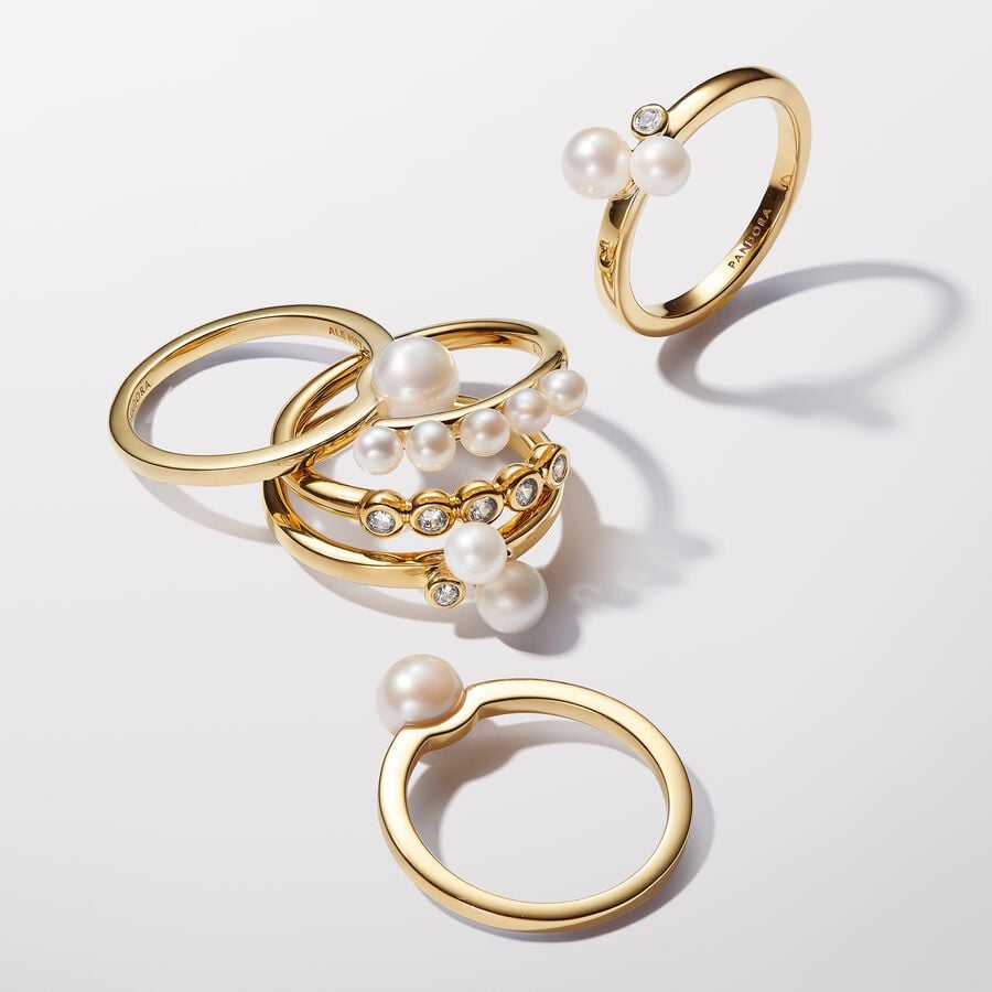 Žiedas su dviem apdorotais, dirbtiniu būdu išaugintais gėlavandeniais perlais - Pandora Lietuva