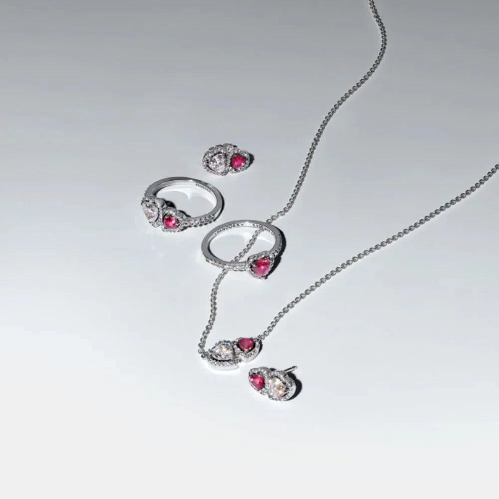 Žiedas su širdies formos aureole - Pandora Lietuva