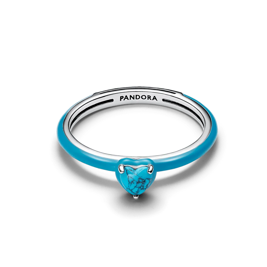 Žiedas su turkio spalvos širdies formos akmeniu - Pandora Lietuva