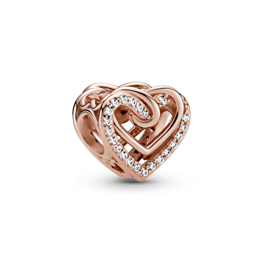 Žvilgantis susipynusių širdžių karoliukas - Pandora Lietuva