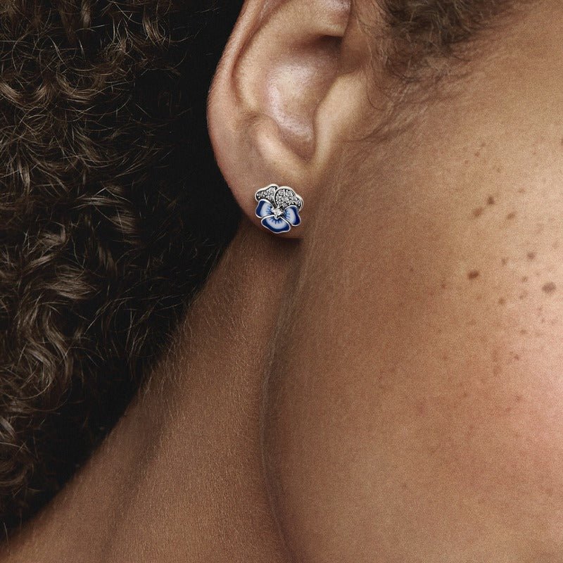 Blue Pansy Flower Stud auskarai - Pandora Lietuva