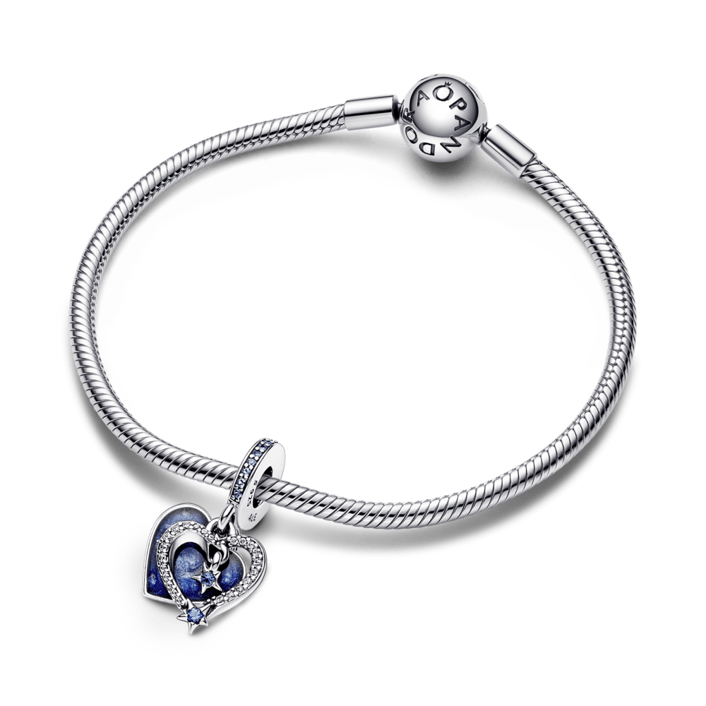 Celestial Shooting Star Heart Double Dangle Charm - Pandora Lietuva
