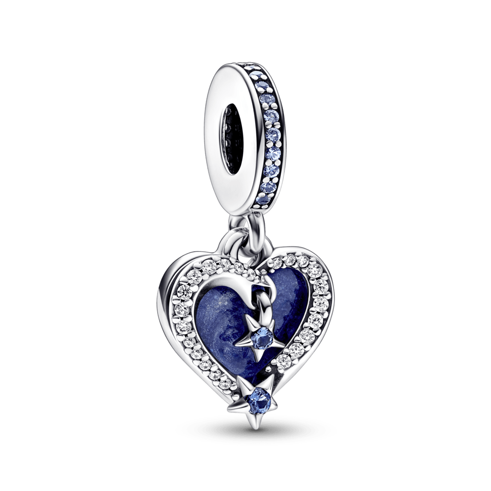 Celestial Shooting Star Heart Double Dangle Charm - Pandora Lietuva