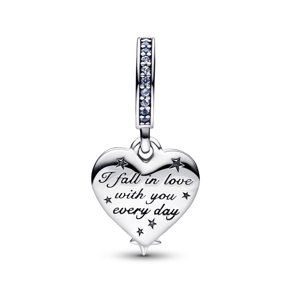 Celestial Shooting Star Heart Double Dangle Charm - Pandora Lietuva