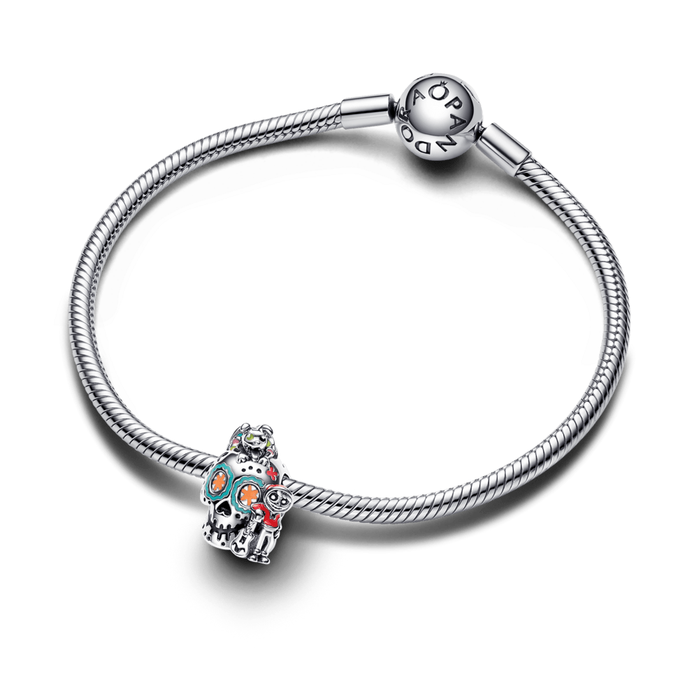 Disnėjaus Coco Miguel ir Dante tamsoje švytintis kaukolės karoliukas - Pandora Lietuva