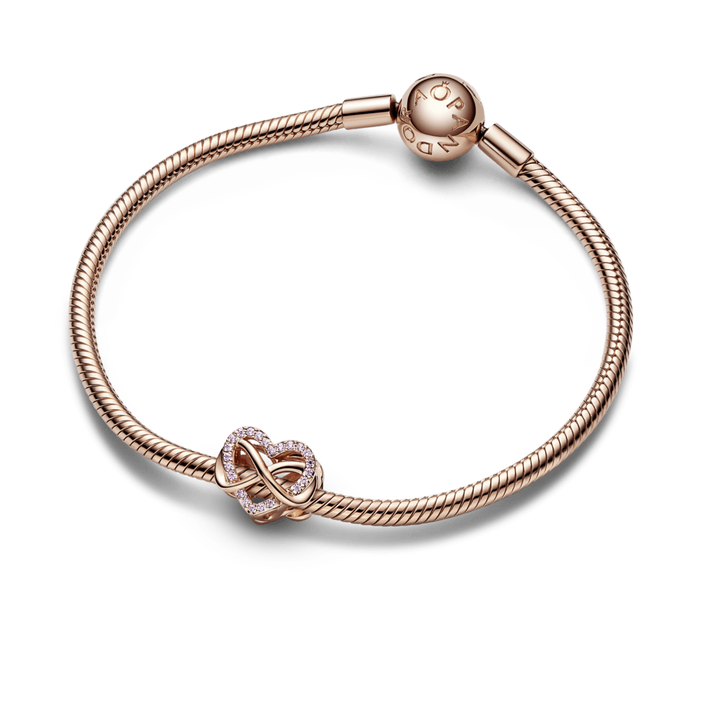 Spindintis begalybės širdies karoliukas - Pandora Lietuva