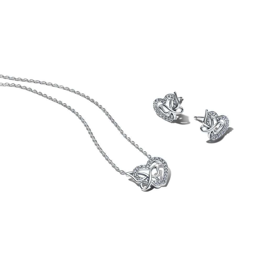 Põimunud südame ja liblikaga ehtekomplekt