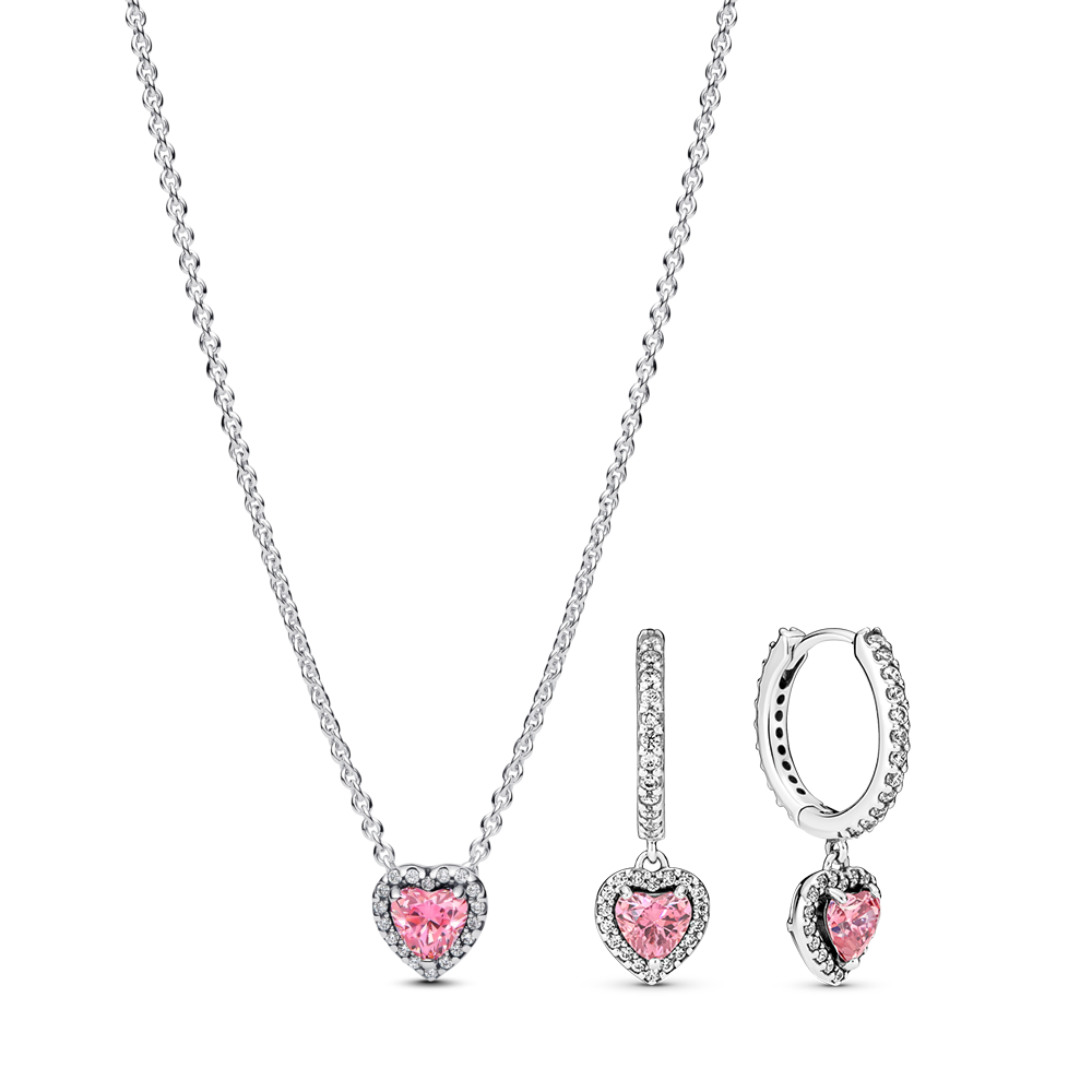 Roosa eenduva südamega ehtekomplekt