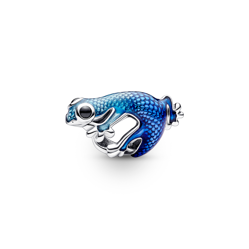 Metalliksinine amulett „Geko“