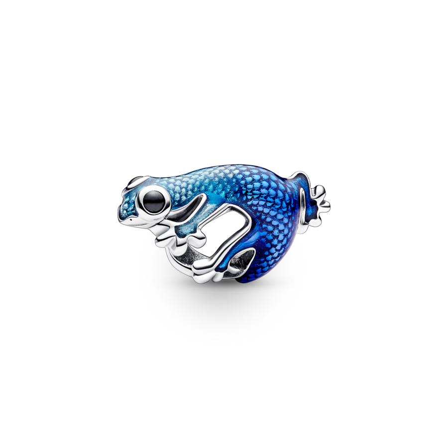Metalliksinine amulett „Geko“