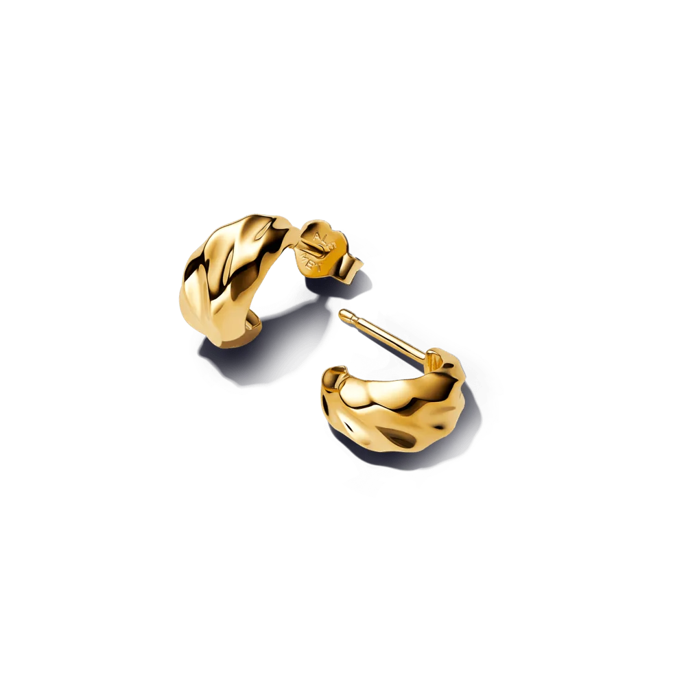 Atviri banguotos tekstūros lankelio formos auskarai - Pandora Lietuva