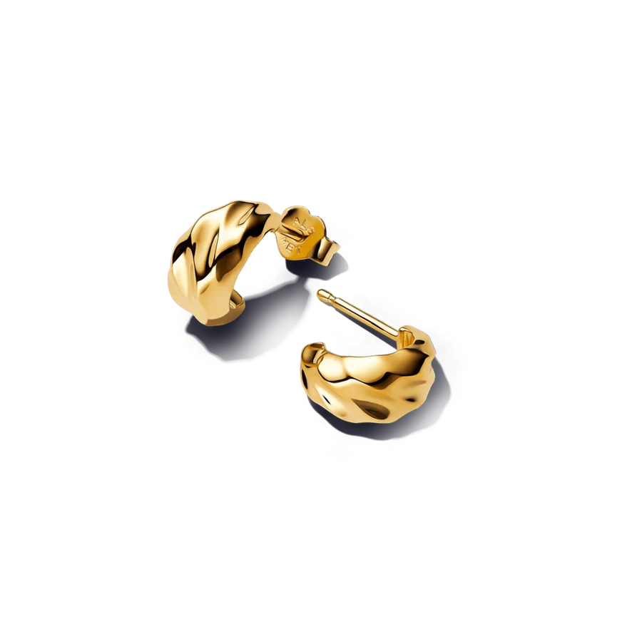 Atviri banguotos tekstūros lankelio formos auskarai - Pandora Lietuva