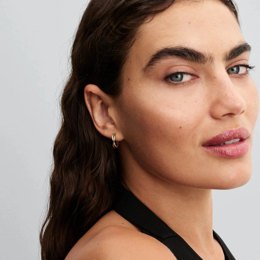 Atviri dvispalviai organiškos lankelio formos auskarai - Pandora Lietuva