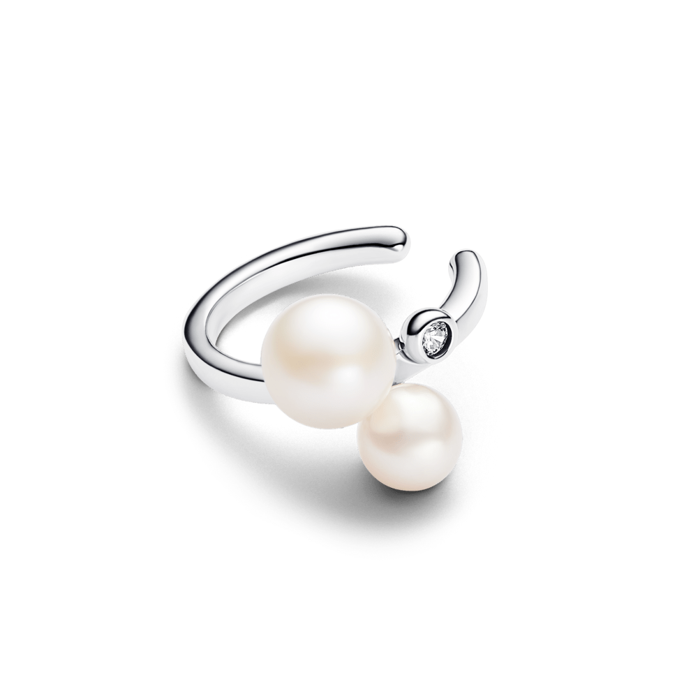 Ausies žiedas su dviem apdorotais, dirbtiniu būdu išaugintais gėlavandeniais perlais - Pandora Lietuva