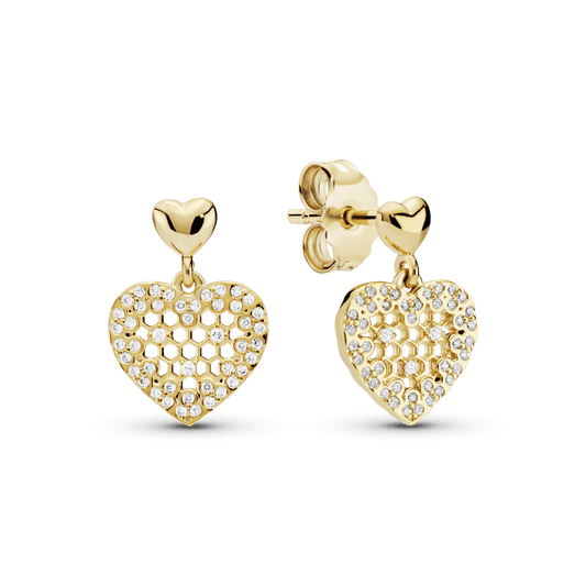 Auskarai Širdis su Korio Nėriniais - Pandora Lietuva