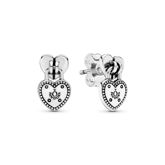 Auskarai Širdis su Spynele - Pandora Lietuva