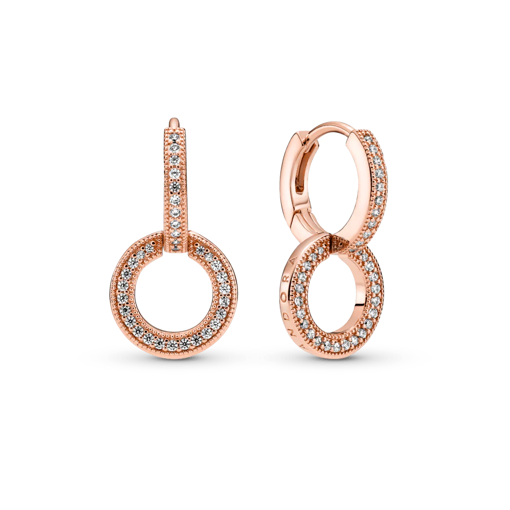 Blizgantys dvigubo lankelio auskarai - Pandora Lietuva