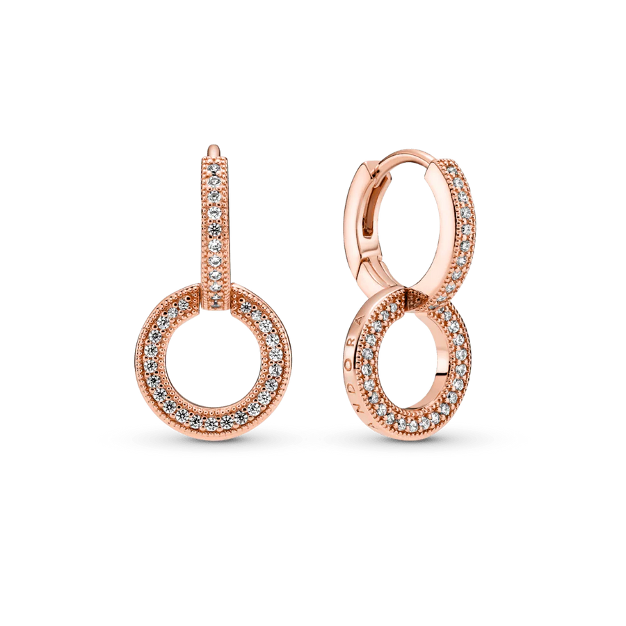 Blizgantys dvigubo lankelio auskarai - Pandora Lietuva