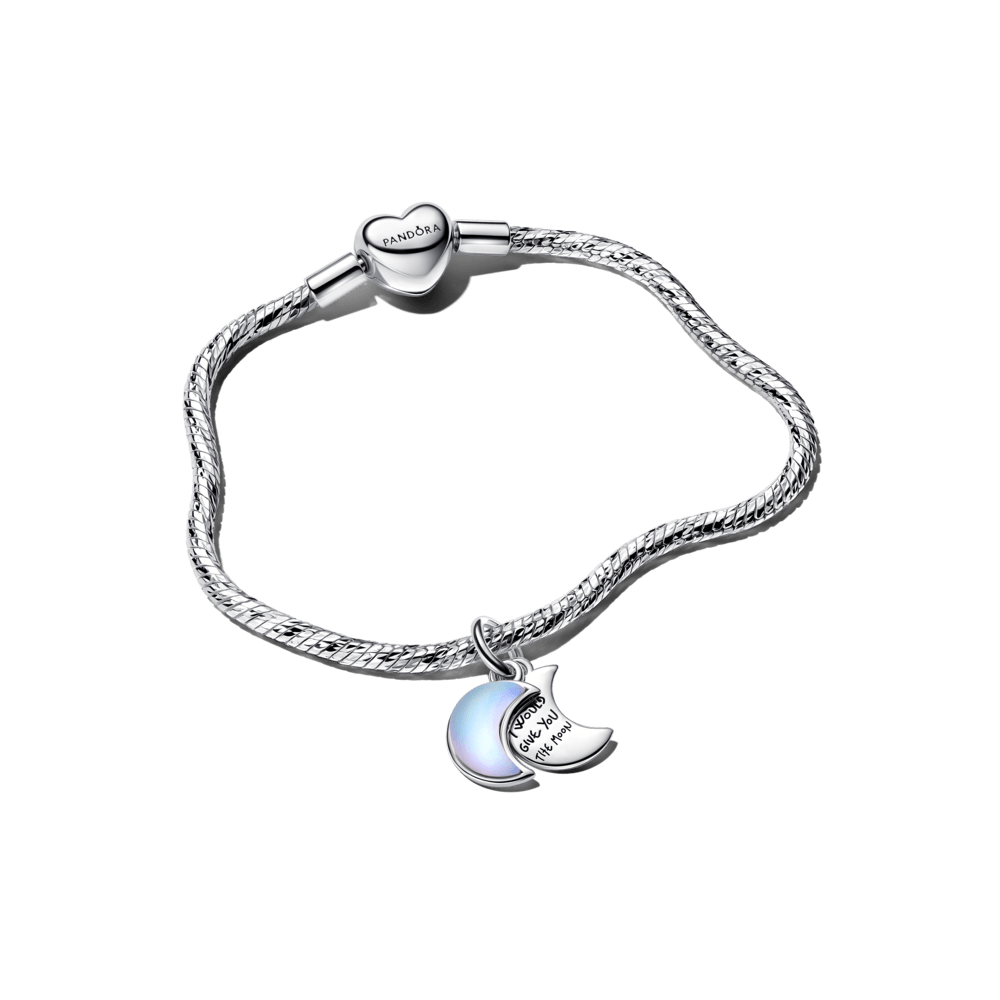 Briaunuota gyvatės pynimo grandinėlės apyrankė su širdies formos užsegimu - Pandora Lietuva