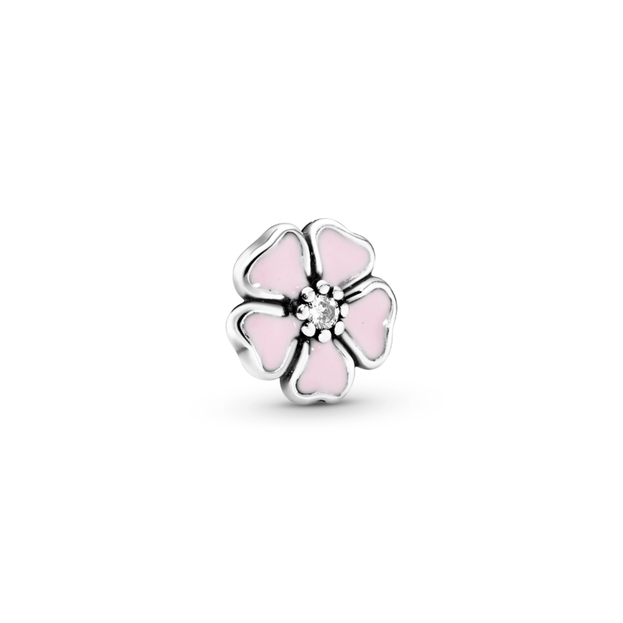 Cherry blossom silver petite element with clear cubic zirconia and pink enamel - Pandora Lietuva