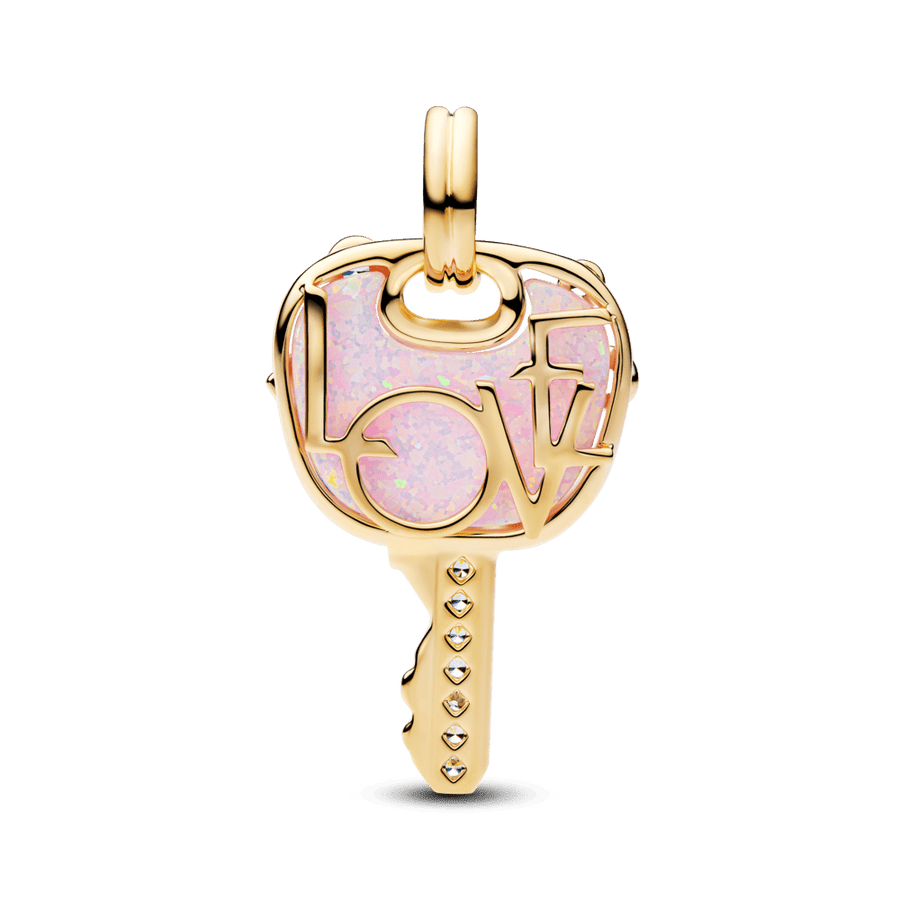 Didelis rožinis opalinis kabantis karoliukas „Meilės raktas“ - Pandora Lietuva