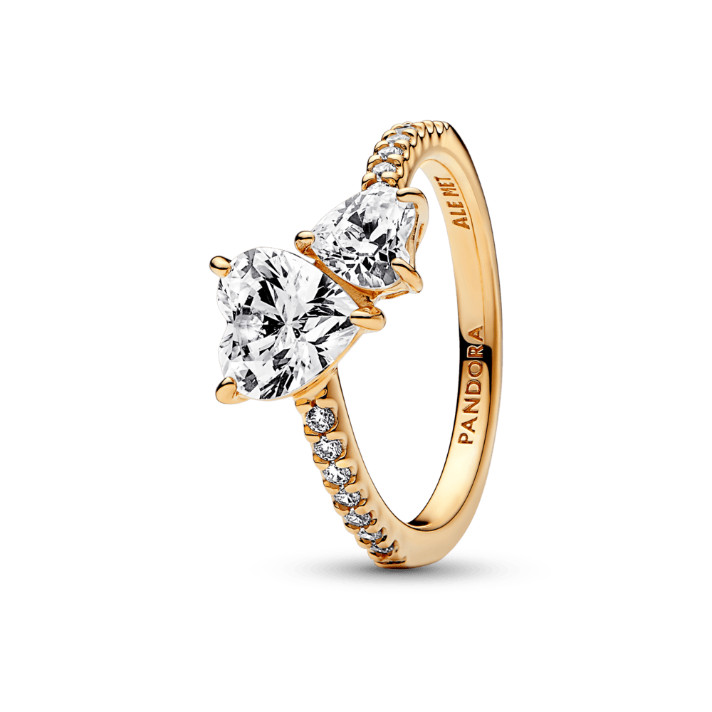 Double Heart Sparkling Ring žiedas - Pandora Lietuva