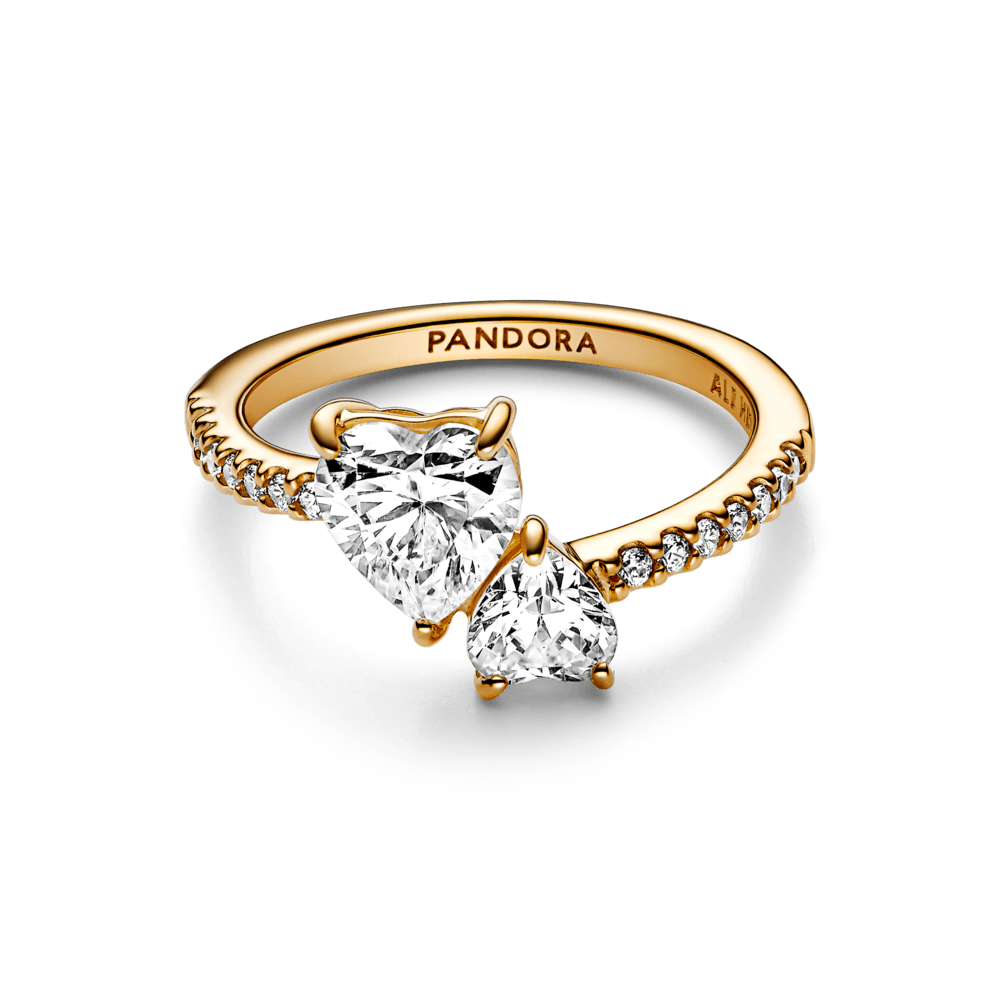 Double Heart Sparkling Ring žiedas - Pandora Lietuva
