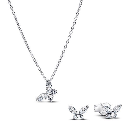 Dovanų rinkinys: Įsmeigiami auskarai „Drugeliai“ & Vėrinys su pakabučiu „Drugelis“ - Pandora Lietuva