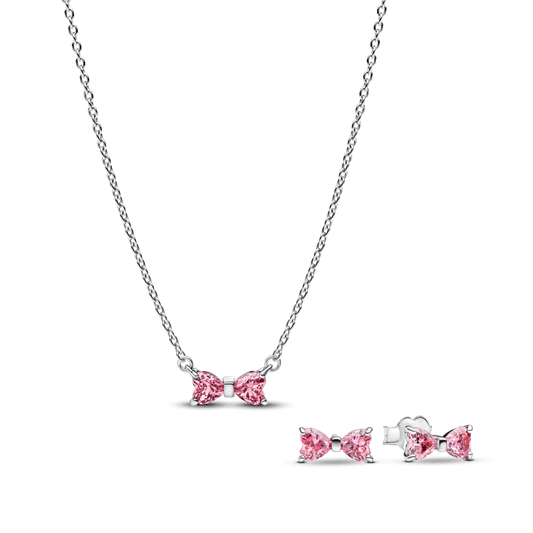 Dovanų rinkinys: Vėrinys su pakabučiu „Kaspinėlis“ & Spindintys rožiniai įsmeigiami auskarai su kaspinėliu - Pandora Lietuva