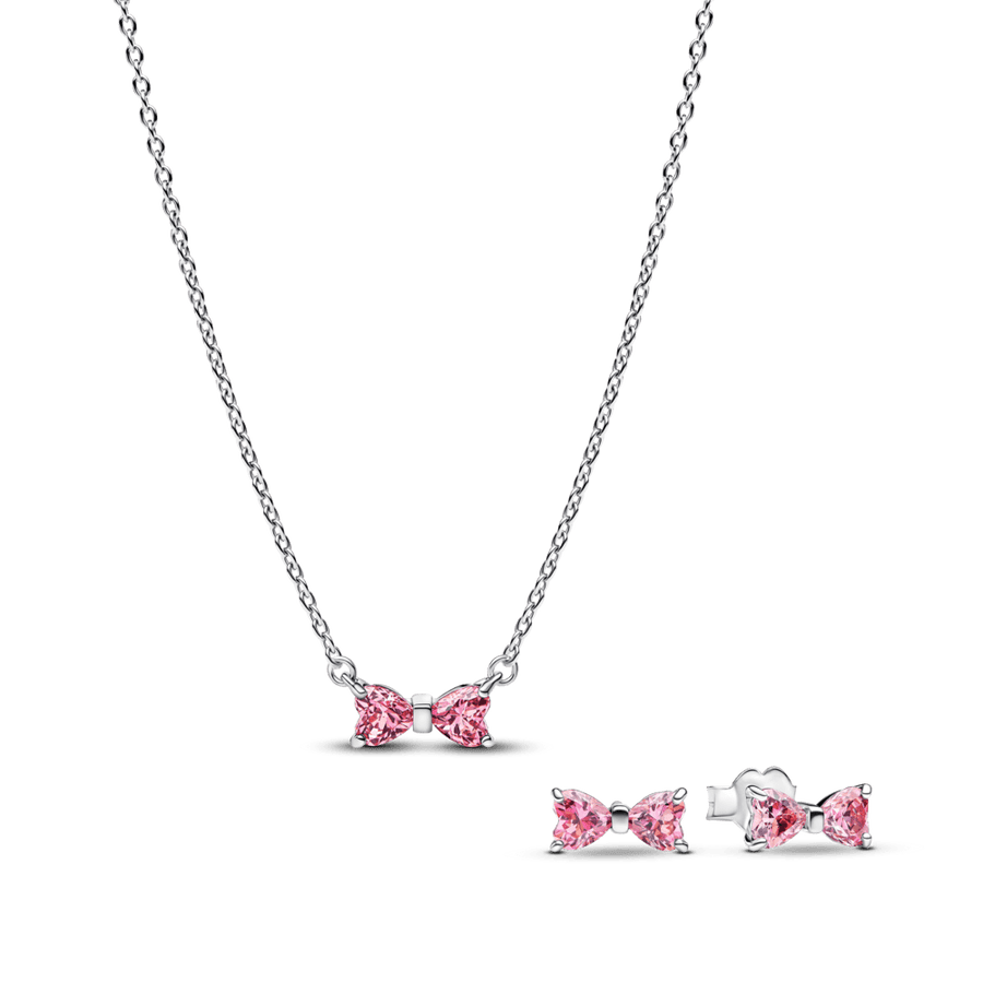 Dovanų rinkinys: Vėrinys su pakabučiu „Kaspinėlis“ & Spindintys rožiniai įsmeigiami auskarai su kaspinėliu - Pandora Lietuva