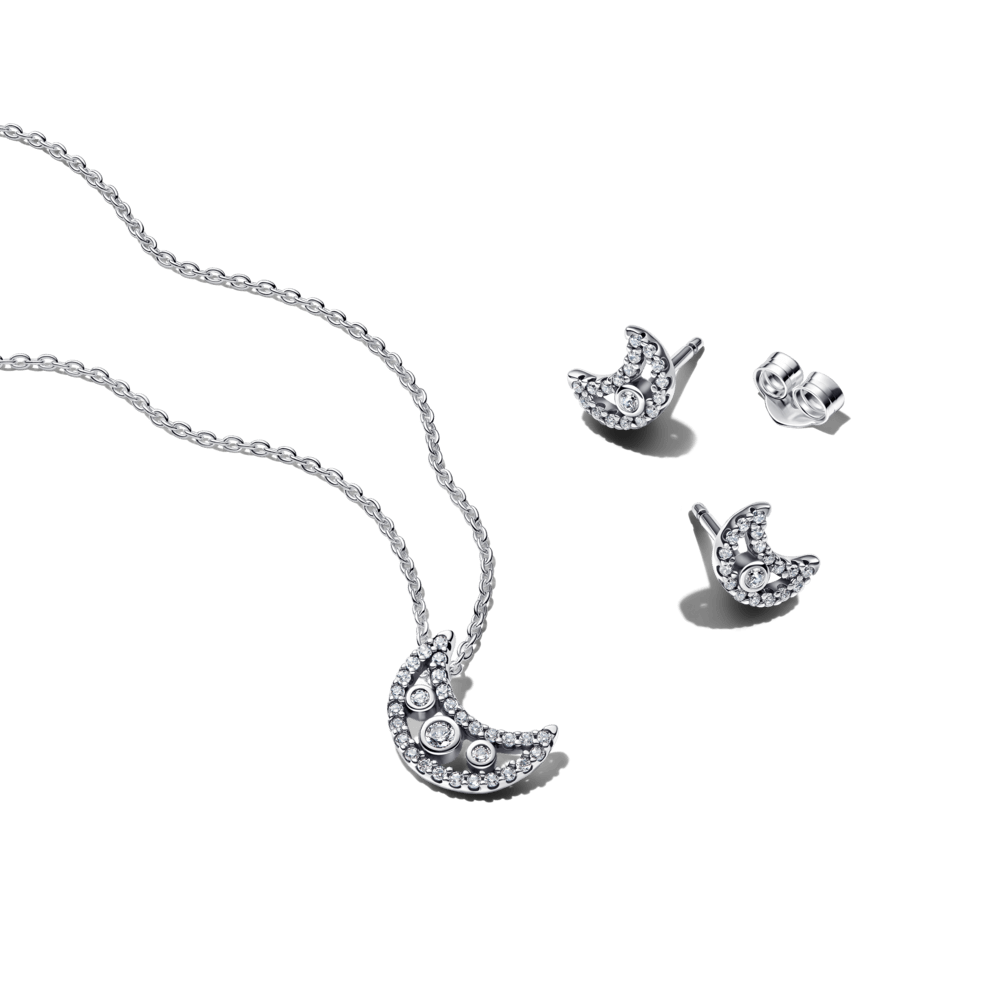 Dovanų rinkinys: Vėrinys su pakabučiu „Pusmėnulis“ & Spindintys įsmeigiami auskarai „Mėnulis“ - Pandora Lietuva