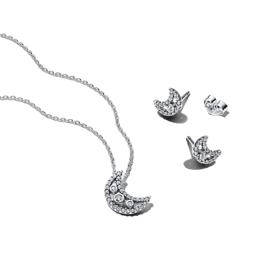 Dovanų rinkinys: Vėrinys su pakabučiu „Pusmėnulis“ & Spindintys įsmeigiami auskarai „Mėnulis“ - Pandora Lietuva