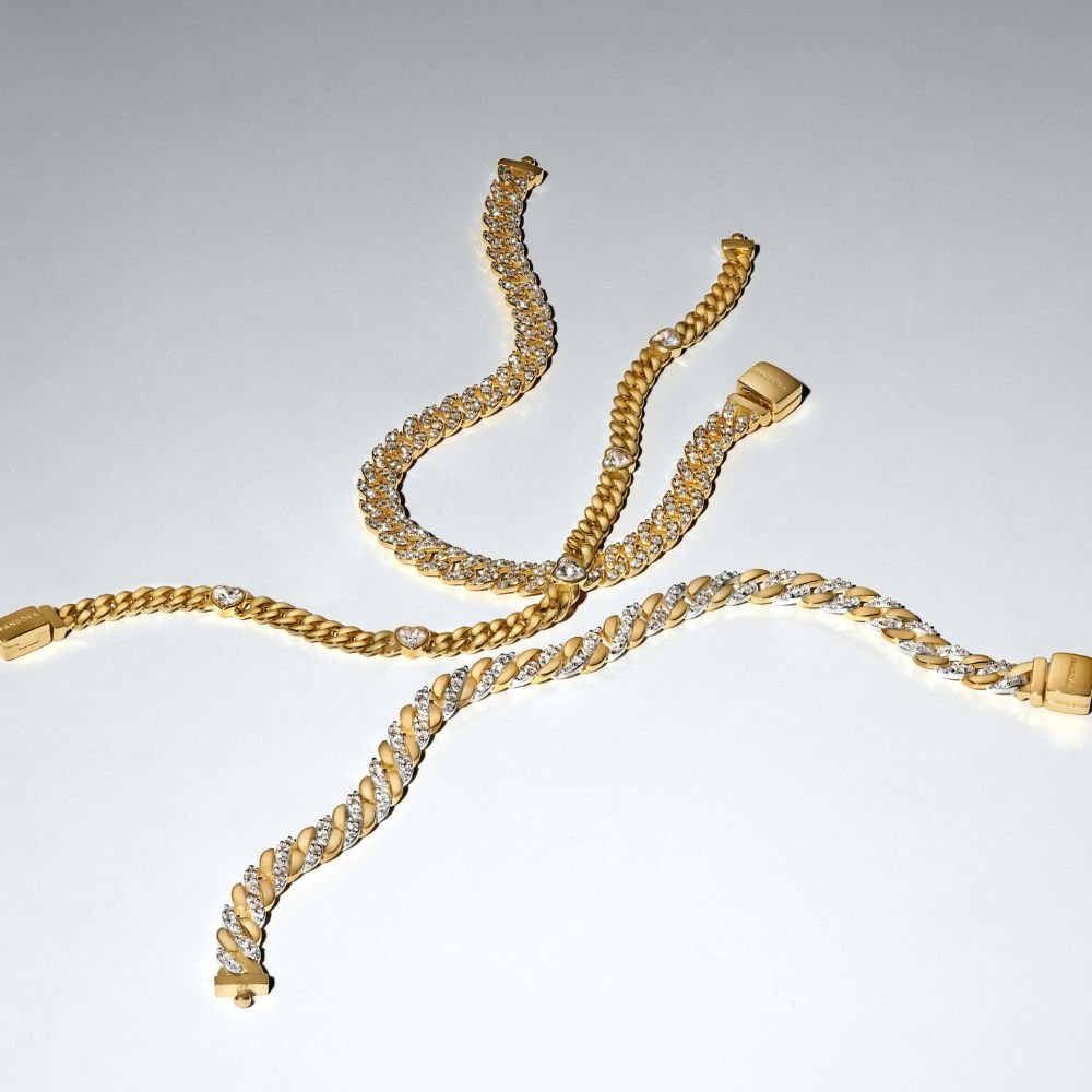 Dviejų atspalvių pavé stiliaus Kubos tipo grandinėlės apyrankė - Pandora Lietuva