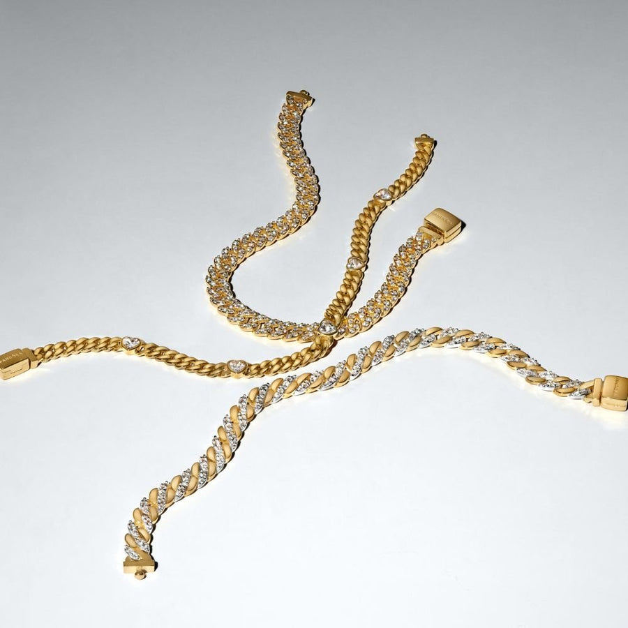 Dviejų atspalvių pavé stiliaus Kubos tipo grandinėlės apyrankė - Pandora Lietuva