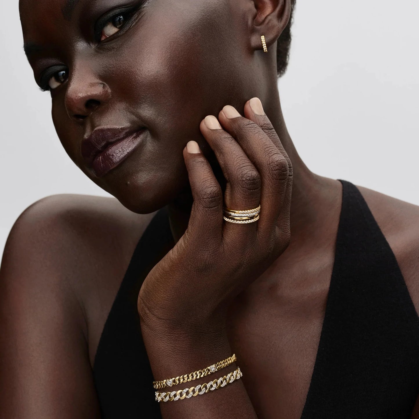 Dviejų atspalvių pavé stiliaus Kubos tipo grandinėlės apyrankė - Pandora Lietuva