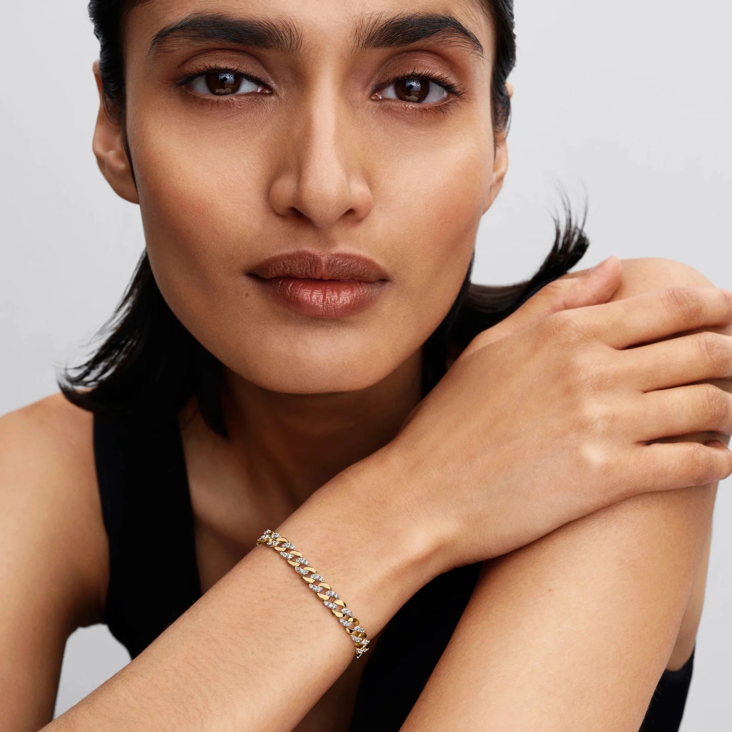 Dviejų atspalvių pavé stiliaus Kubos tipo grandinėlės apyrankė - Pandora Lietuva