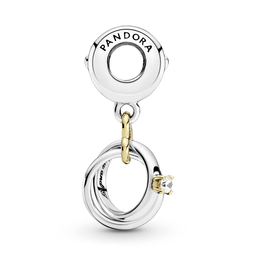 Dviejų atspalvių Vestuvinių žiedų kabantis karoliukas - Pandora LT