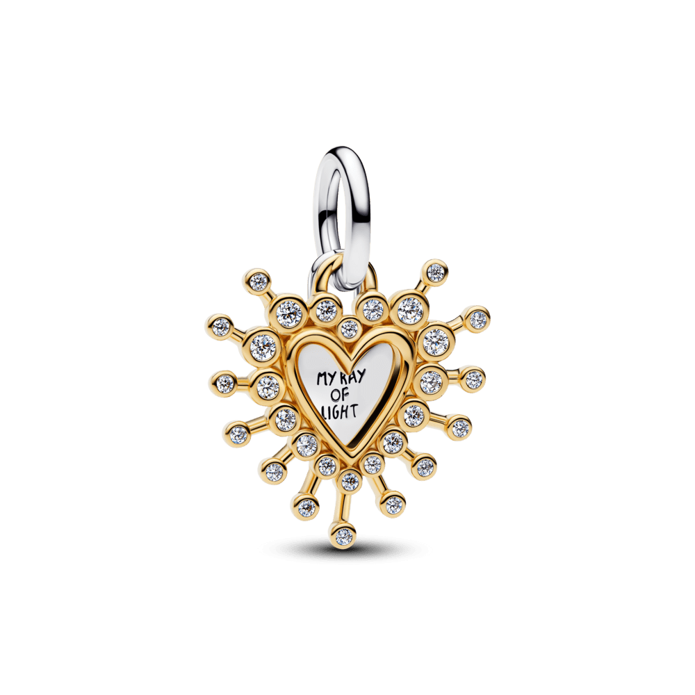 Dvigubas kabantis karoliukas „Spinduliuojanti širdis“ - Pandora Lietuva