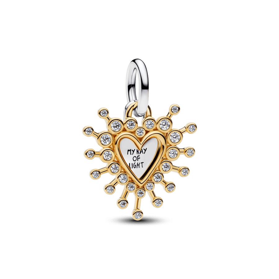 Dvigubas kabantis karoliukas „Spinduliuojanti širdis“ - Pandora Lietuva