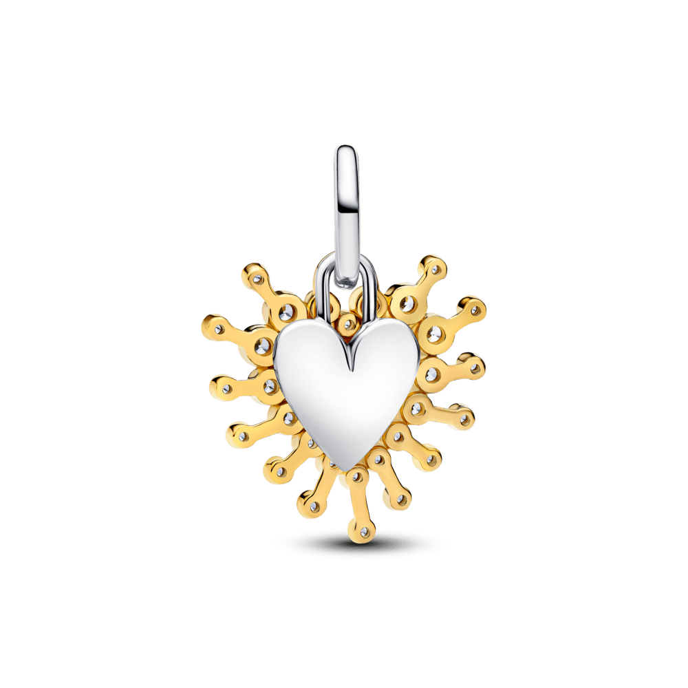 Dvigubas kabantis karoliukas „Spinduliuojanti širdis“ - Pandora Lietuva